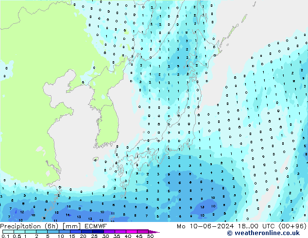 opad (6h) ECMWF pon. 10.06.2024 00 UTC