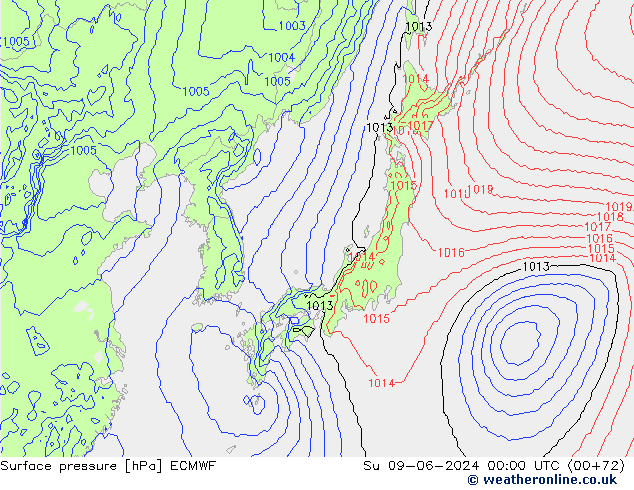 pressão do solo ECMWF Dom 09.06.2024 00 UTC