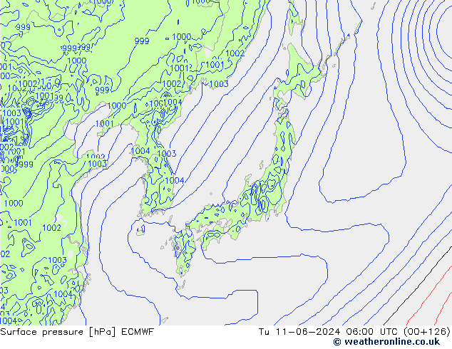 приземное давление ECMWF вт 11.06.2024 06 UTC