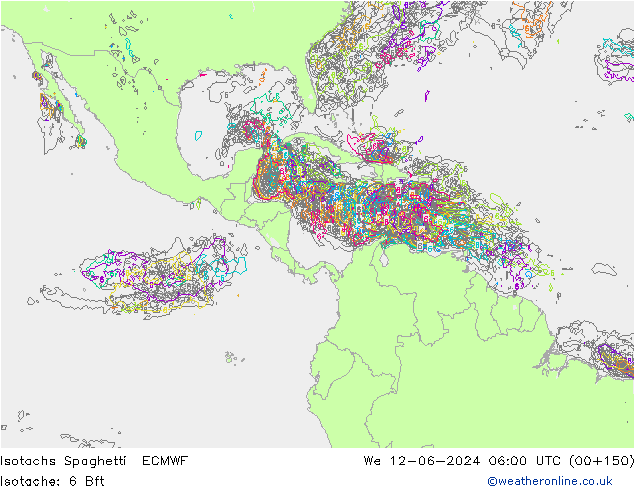 Isotachs Spaghetti ECMWF ср 12.06.2024 06 UTC