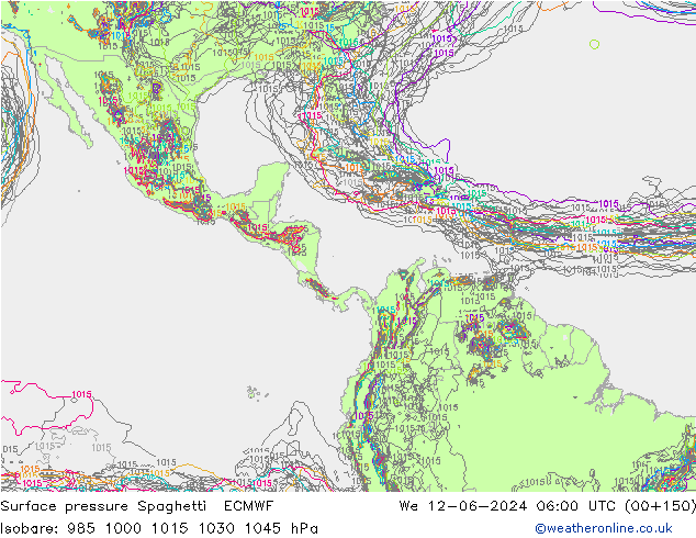 приземное давление Spaghetti ECMWF ср 12.06.2024 06 UTC