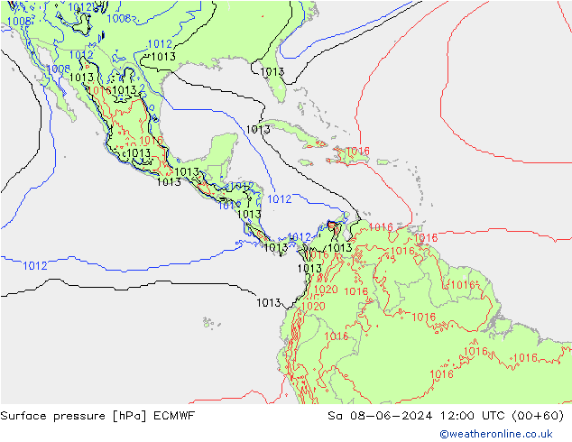 Atmosférický tlak ECMWF So 08.06.2024 12 UTC