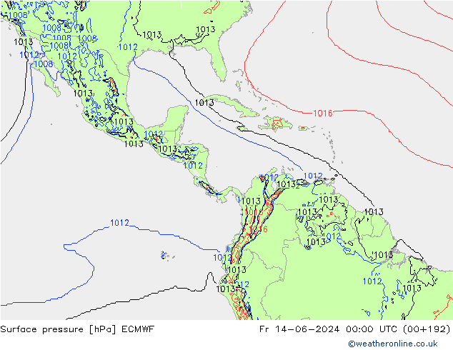 Yer basıncı ECMWF Cu 14.06.2024 00 UTC