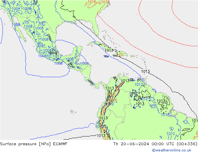 Luchtdruk (Grond) ECMWF do 20.06.2024 00 UTC