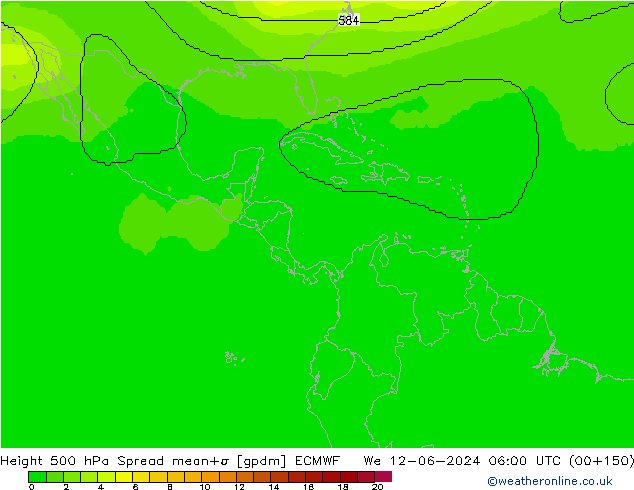 Height 500 hPa Spread ECMWF mer 12.06.2024 06 UTC