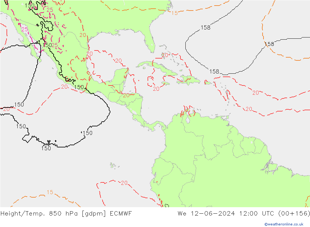 Height/Temp. 850 гПа ECMWF ср 12.06.2024 12 UTC