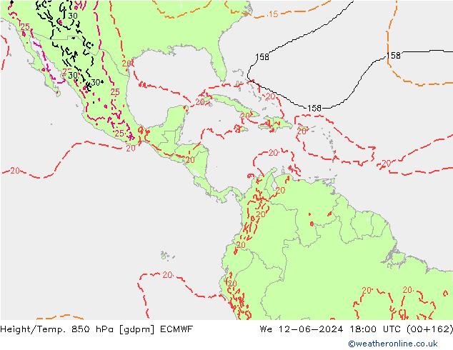 Géop./Temp. 850 hPa ECMWF mer 12.06.2024 18 UTC