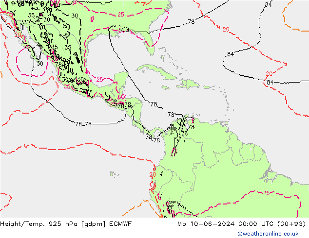 Géop./Temp. 925 hPa ECMWF lun 10.06.2024 00 UTC