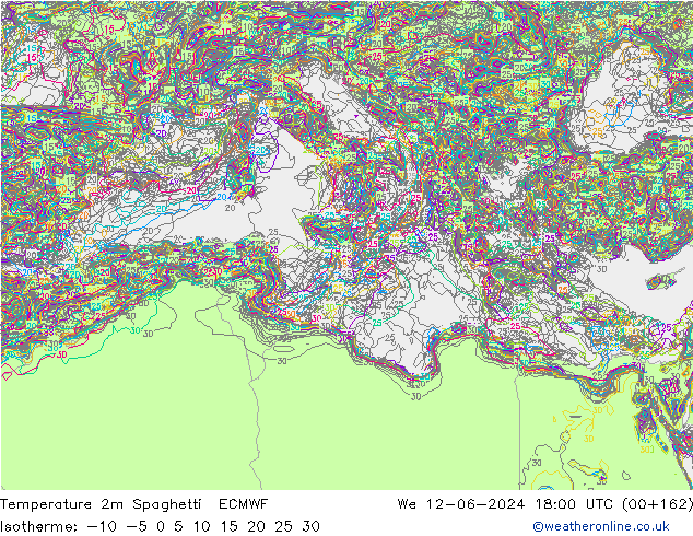 Temperatuurkaart Spaghetti ECMWF wo 12.06.2024 18 UTC