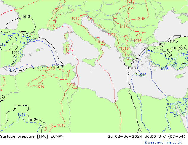 pression de l'air ECMWF sam 08.06.2024 06 UTC