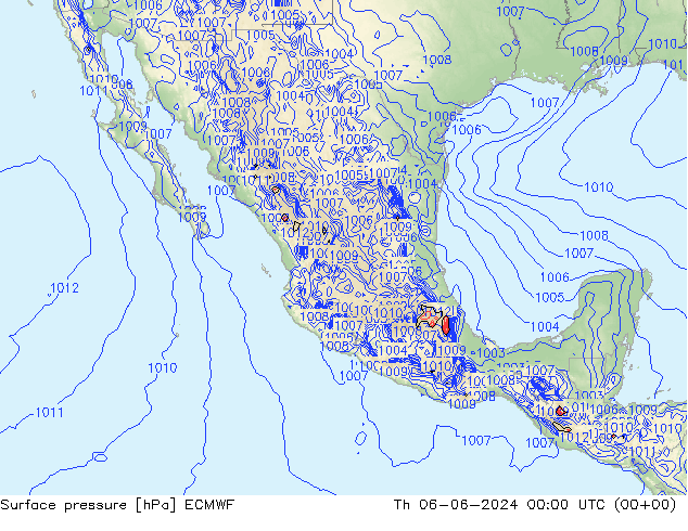 pressão do solo ECMWF Qui 06.06.2024 00 UTC