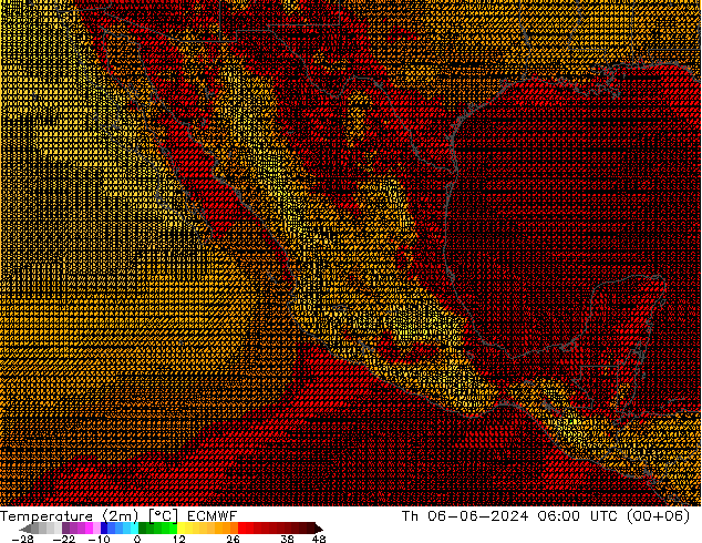 température (2m) ECMWF jeu 06.06.2024 06 UTC