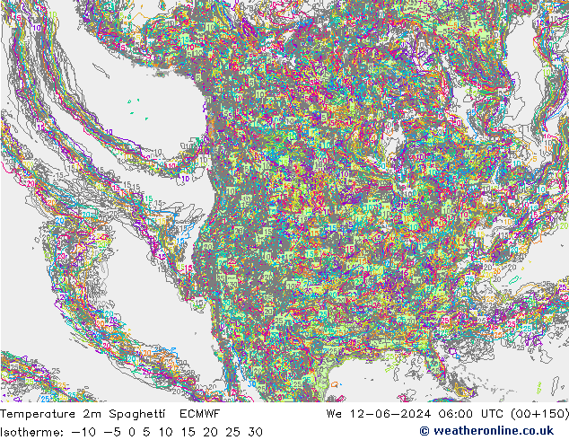 Temperaturkarte Spaghetti ECMWF Mi 12.06.2024 06 UTC