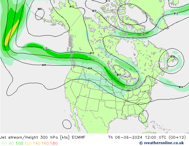 Corrente a getto ECMWF gio 06.06.2024 12 UTC