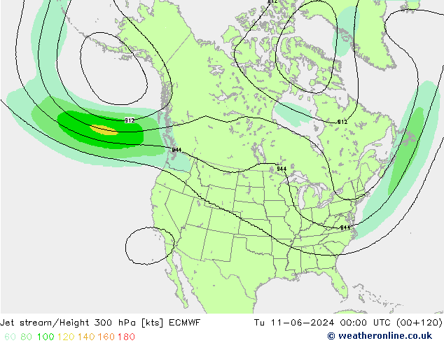 Corriente en chorro ECMWF mar 11.06.2024 00 UTC