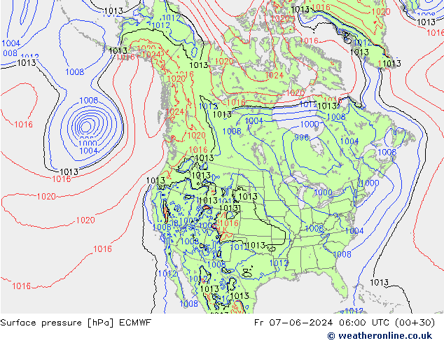 приземное давление ECMWF пт 07.06.2024 06 UTC