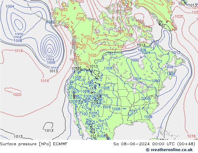 Atmosférický tlak ECMWF So 08.06.2024 00 UTC