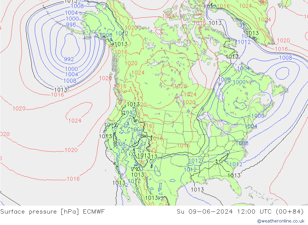 pression de l'air ECMWF dim 09.06.2024 12 UTC