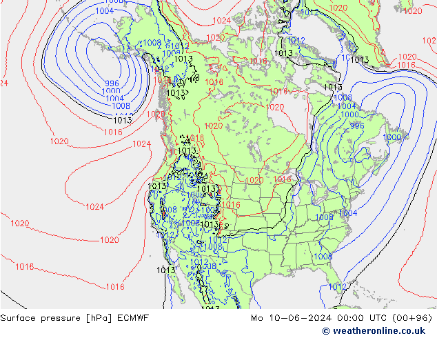 Luchtdruk (Grond) ECMWF ma 10.06.2024 00 UTC