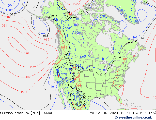 Surface pressure ECMWF We 12.06.2024 12 UTC