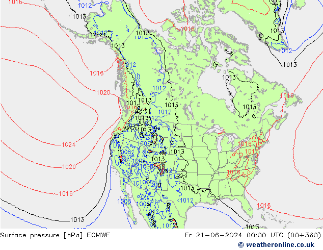 Surface pressure ECMWF Fr 21.06.2024 00 UTC