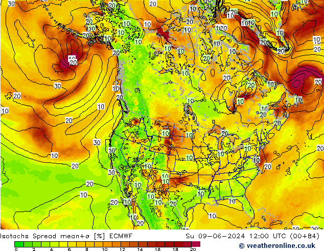 Isotachs Spread ECMWF dim 09.06.2024 12 UTC