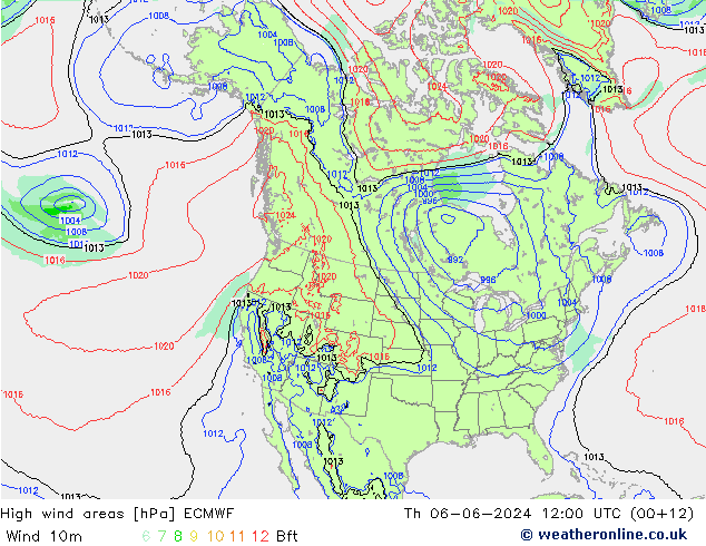 High wind areas ECMWF gio 06.06.2024 12 UTC