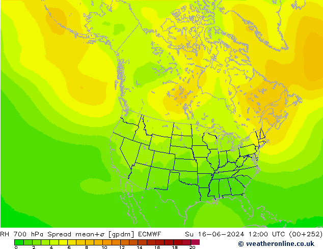 RV 700 hPa Spread ECMWF zo 16.06.2024 12 UTC