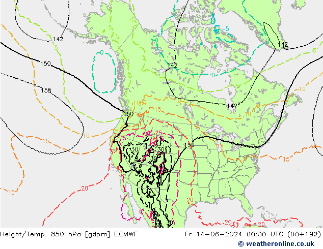 Height/Temp. 850 hPa ECMWF Fr 14.06.2024 00 UTC