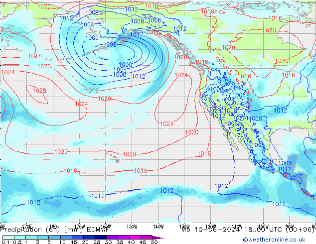 Précipitation (6h) ECMWF lun 10.06.2024 00 UTC