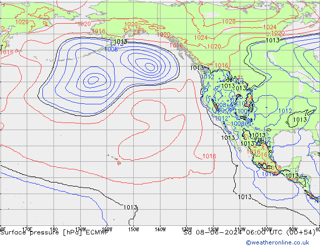 Bodendruck ECMWF Sa 08.06.2024 06 UTC