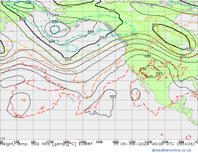 Hoogte/Temp. 500 hPa ECMWF do 06.06.2024 06 UTC