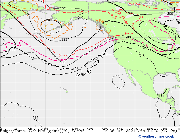 Hoogte/Temp. 700 hPa ECMWF do 06.06.2024 06 UTC