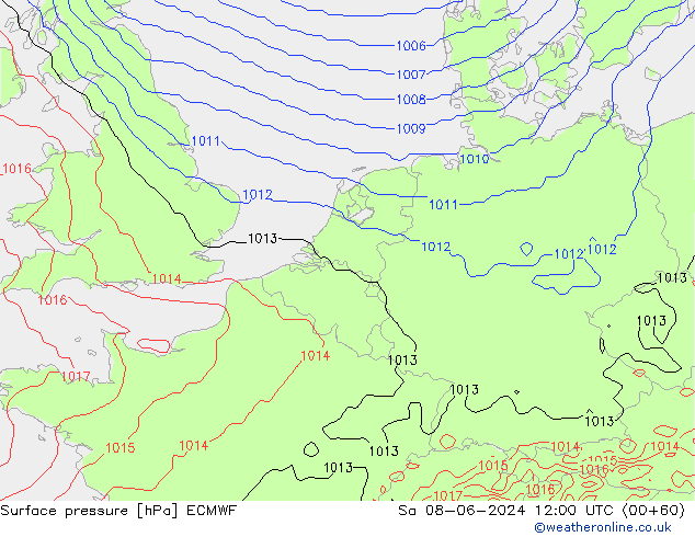 Luchtdruk (Grond) ECMWF za 08.06.2024 12 UTC