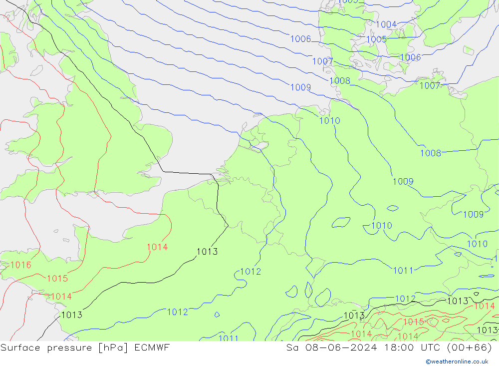 pressão do solo ECMWF Sáb 08.06.2024 18 UTC