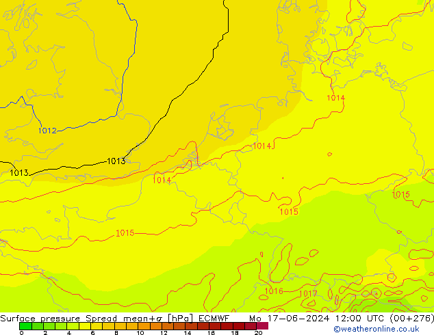 pression de l'air Spread ECMWF lun 17.06.2024 12 UTC