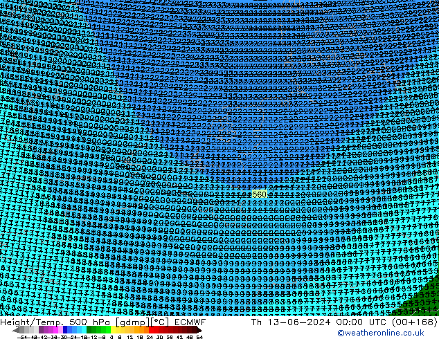 Geop./Temp. 500 hPa ECMWF jue 13.06.2024 00 UTC