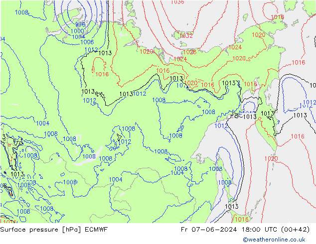 Surface pressure ECMWF Fr 07.06.2024 18 UTC