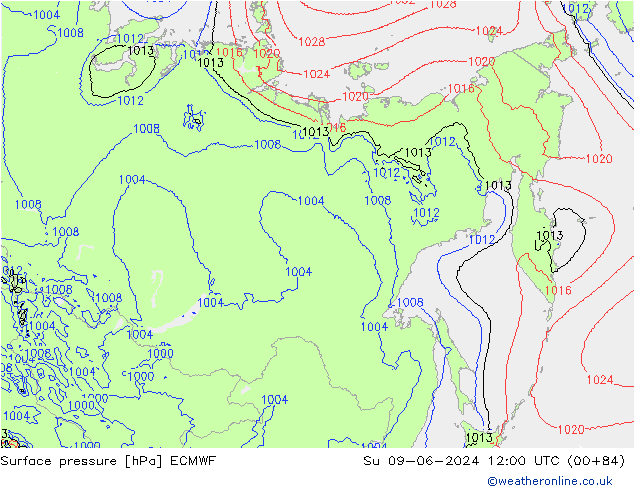 Surface pressure ECMWF Su 09.06.2024 12 UTC