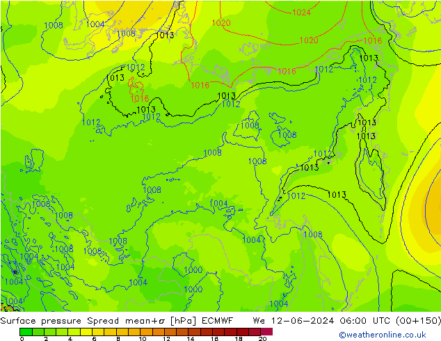 pression de l'air Spread ECMWF mer 12.06.2024 06 UTC