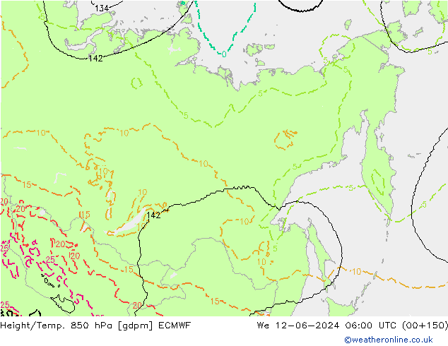 Height/Temp. 850 гПа ECMWF ср 12.06.2024 06 UTC