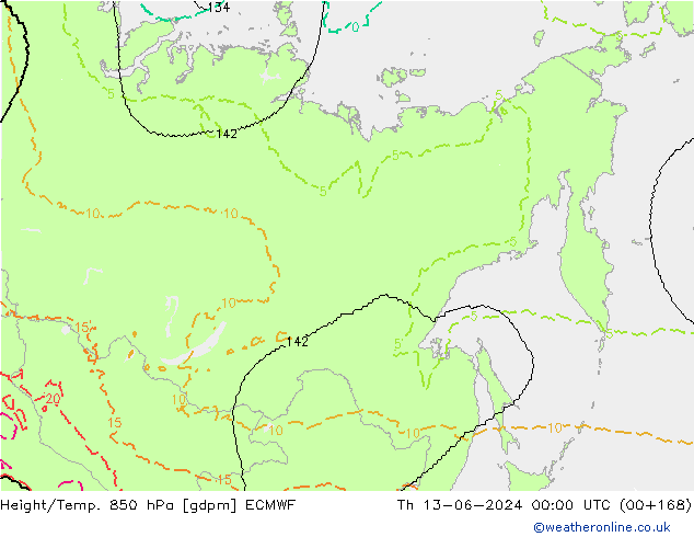 Hoogte/Temp. 850 hPa ECMWF do 13.06.2024 00 UTC