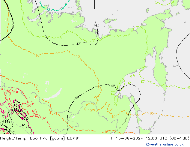 Height/Temp. 850 hPa ECMWF gio 13.06.2024 12 UTC