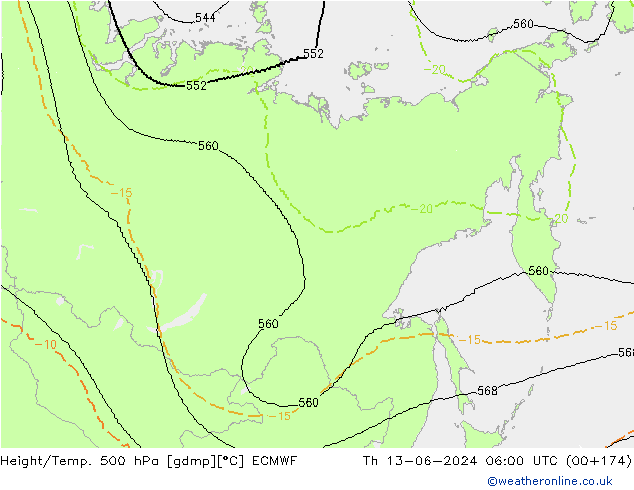 Yükseklik/Sıc. 500 hPa ECMWF Per 13.06.2024 06 UTC