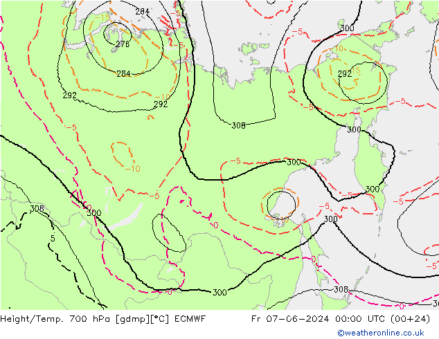 Hoogte/Temp. 700 hPa ECMWF vr 07.06.2024 00 UTC