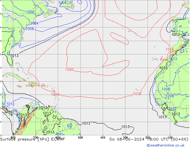 ciśnienie ECMWF so. 08.06.2024 18 UTC