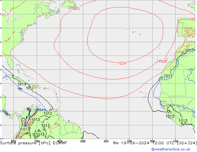 Luchtdruk (Grond) ECMWF wo 19.06.2024 12 UTC