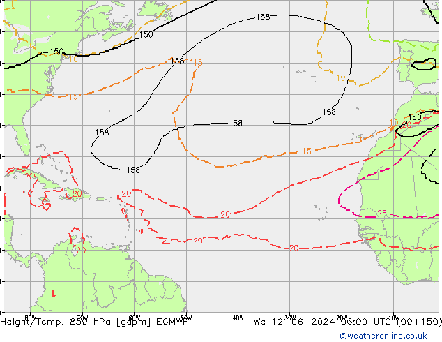 Height/Temp. 850 hPa ECMWF We 12.06.2024 06 UTC