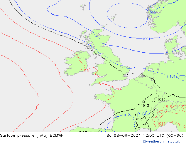 Luchtdruk (Grond) ECMWF za 08.06.2024 12 UTC