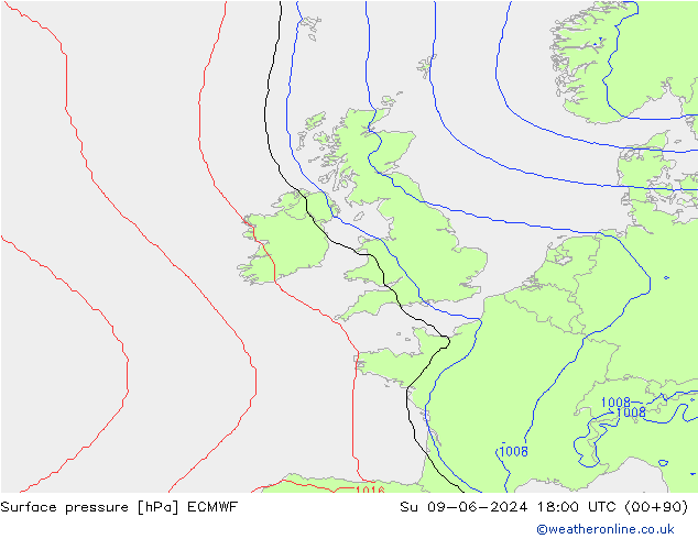 Yer basıncı ECMWF Paz 09.06.2024 18 UTC